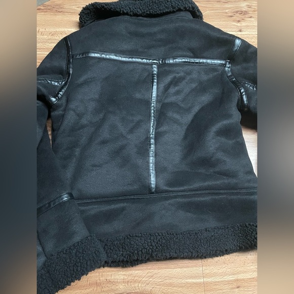 Black Faux Suede Motorcycle Jacket - Picture 9 of 11
